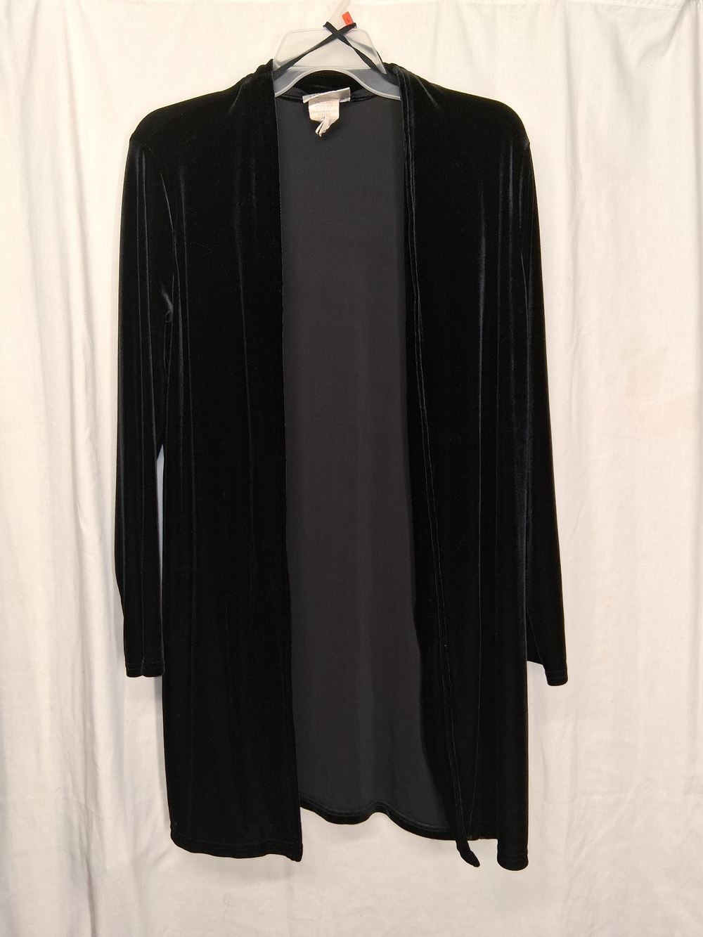 Kathie Lee Collection Black Velvet Open-Front Cardigan